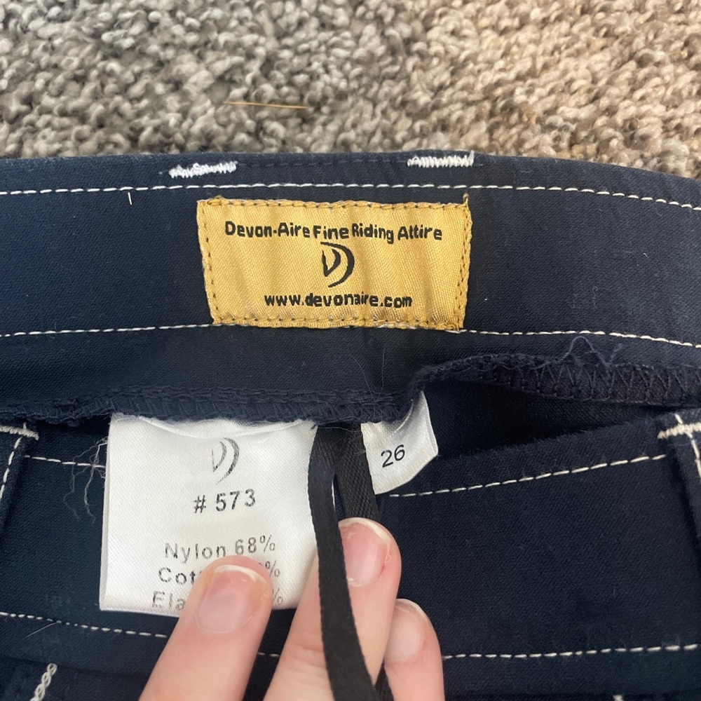 Devon-Aire Blue And White Knee Patch Breeches. Si… - image 4